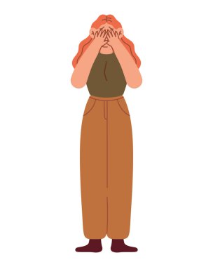 Depresyondaki çaresiz kadın.