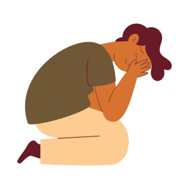 Depresyondaki üzgün genç adam.