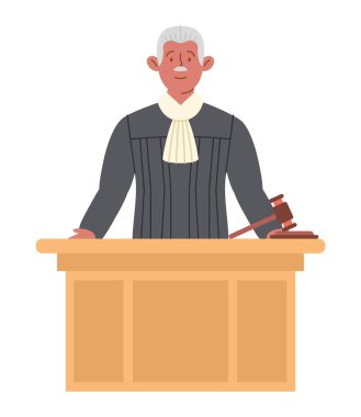 Mahkeme salonunda olgun bir yargıç tecrit edilmiş.