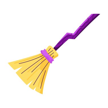 cadı süpürge çizgi film simgesi izole