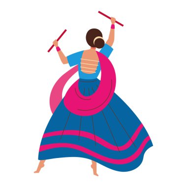 Hindu dansçı kadın izole vektör