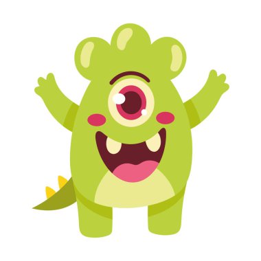 şirin yeşil canavar simgesi izole