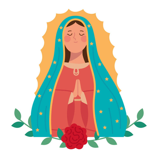 Дева из Гуадалупе с цветком изолированы