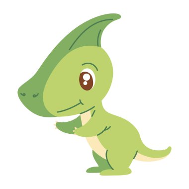 Şirin dinazor taze yeşil renk tasarımı izole edildi