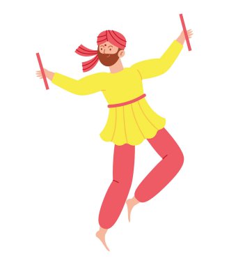 Hindu dansçı erkek izole tasarım