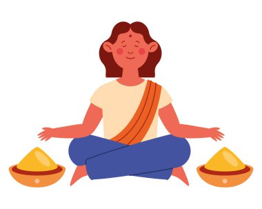 indian woman sitting in pose lotus isolated clipart