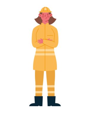 İtfaiyeci genç kadın izole tasarım