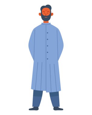 indian bearded man character isolated clipart