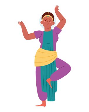 Kadın bharatanatyam izole tasarım yapıyor