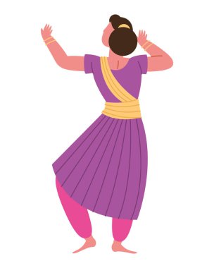 Bharatanatyam yapan kadın dansçı izole edilmiş.