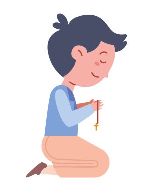 İlk komünyonda dua eden çocuk izole edilmiş.