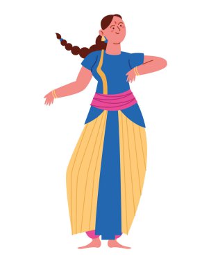 Hint klasik dansçısı bharatanatyam izole
