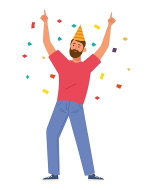 Sakallı adam partisi yalnız bir parti veriyor.