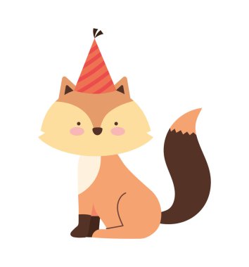 Doğum günü şapkalı şirin tilki.