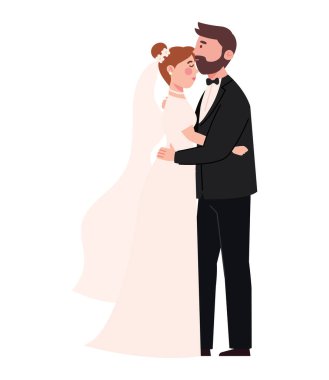 Düğün çifti sarılma ikonu izole edildi