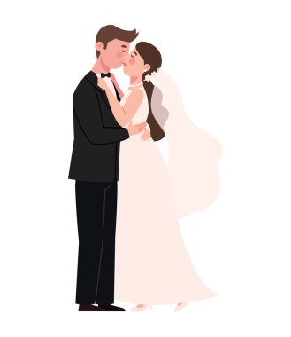 Düğün çifti öpüşme ikonu izole edildi