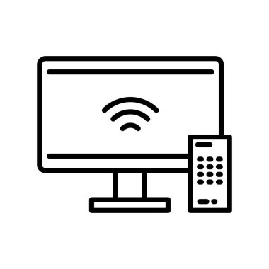 TV akıllı ev izole edilmiş çizgi simgesi
