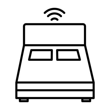 yataklı akıllı ev izole edilmiş çizgi simgesi