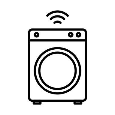 çamaşır makinesi akıllı ev izole satır simgesi