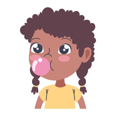 Afro kız sakız çiğniyor.