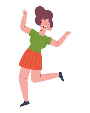 dans eden tatlı kız izole edilmiş ikon