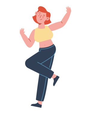 dans eden mutlu kadın izole edilmiş ikon