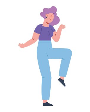 dans eden kadın çizgi film ikonu