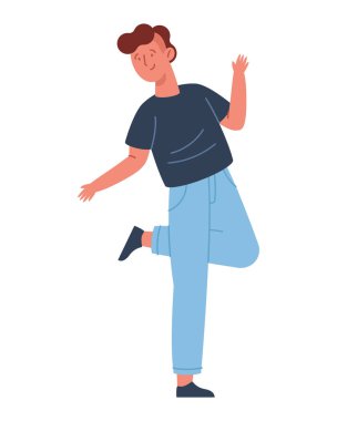 dans eden genç adam izole edilmiş ikon