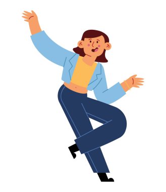 dans eden genç kadın izole edilmiş ikon