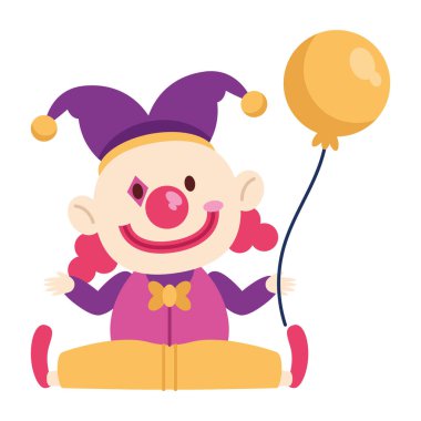 Balonlu mutlu palyaço karikatürü izole