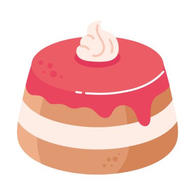 Kırmızı kaplamalı reçelli kek.