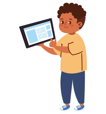 Dijital tablet aygıtı tutan çocuk