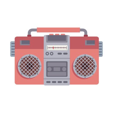 Hoparlörlü kırmızı retro boombox