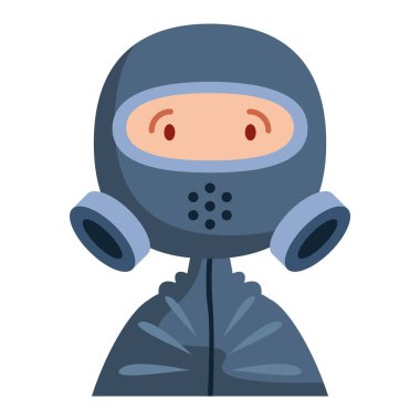 Individual in blue safety suit clipart