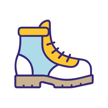 Bir sarı ve mavi yürüyüş botu simgesi çizgi film tarzında açık havada yolculuğu temsil ediyor.