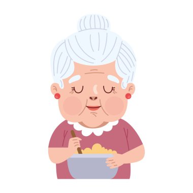 Yaşlı kadın bileşenleri karıştırıyor.