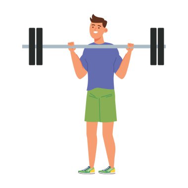 Atletik adam halterde çömeliyor.