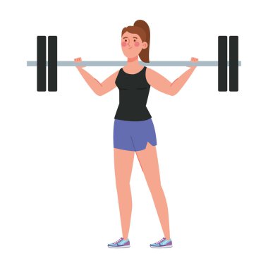 Spor salonunda halteri kaldıran güçlü bir kadın.