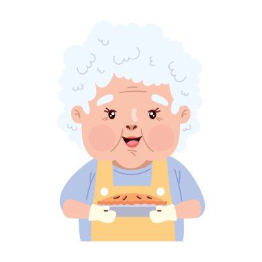 Pasta hamuru pişiren yaşlı kadın.