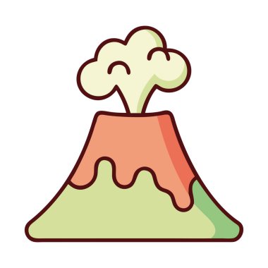 Patlama izole edilmiş vektör illüstrasyonlu düz dizayn volkanı