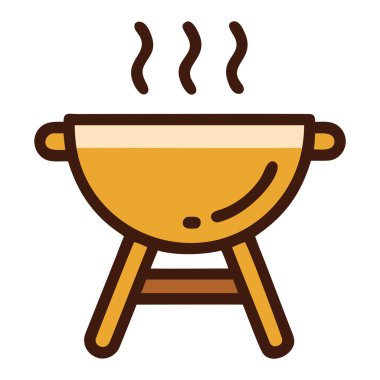 Düz tasarım barbekü ızgarası izole vektör çizimi