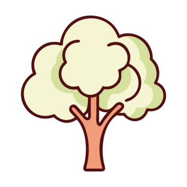 Düz tasarım yeşil ağaç izole edilmiş vektör çizimi