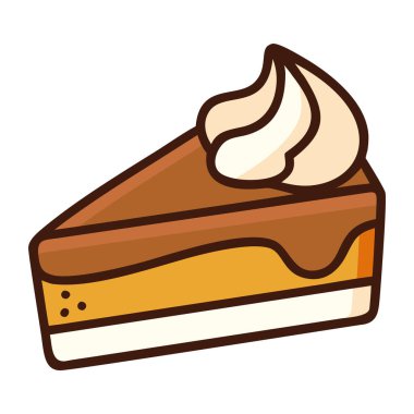 İzole edilmiş turta çiziminin düz tasarım dilimi