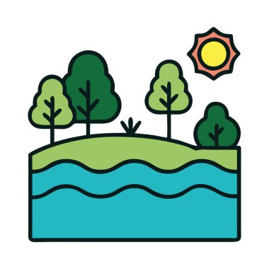 Bereketli bir doğal ortamda akan sakin bir nehir.