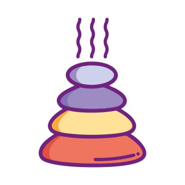 Rahatlama terapisi için buhar yayan bir yığın sıcak taş.