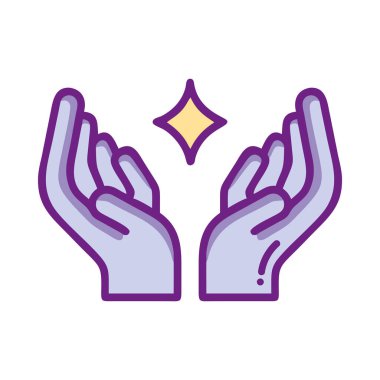 Sağlık ve denge için iyileştirici enerji yayan eller.