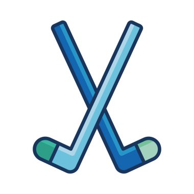 Buz hokeyi oyunlarında kullanılan çapraz hokey sopaları.