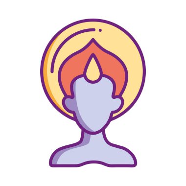 Sakinlik ve farkındalık saçan bir aura ile bir insan kafası