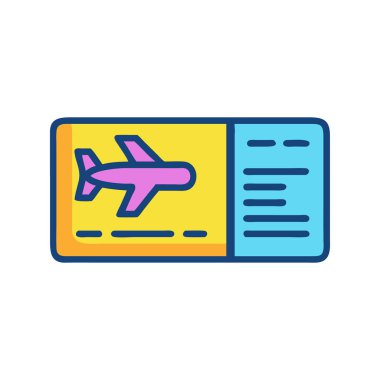 Seyahat illüstrasyonu için uçak sembollü modern uçak bileti