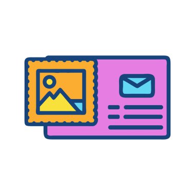 Tatil anıları için manzaralı fotoğraf ve posta pulu içeren modern seyahat kartı.